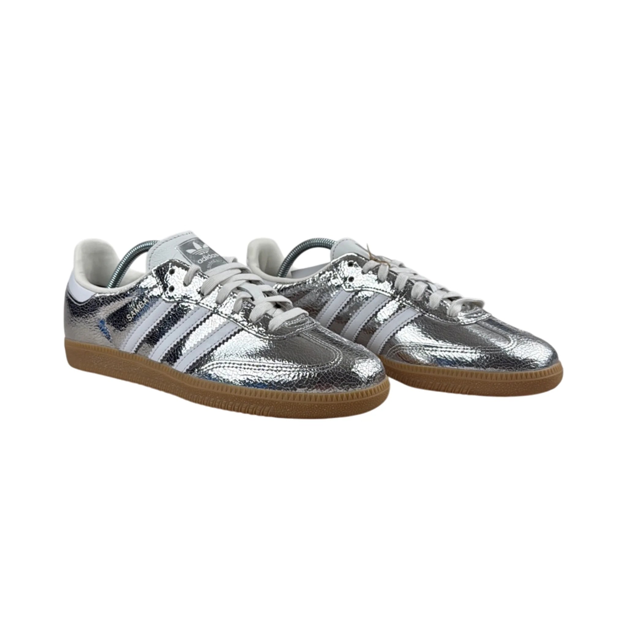 Adidas Samba OG Metallic Silver Cracked Leather