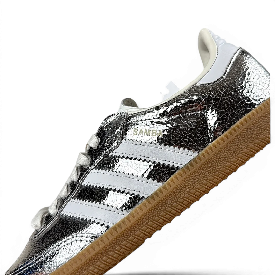 Adidas Samba OG Metallic Silver Cracked Leather