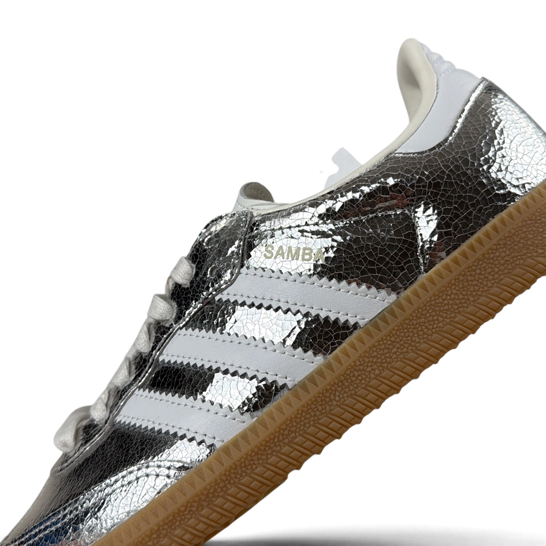 Adidas Samba OG Metallic Silver Cracked Leather