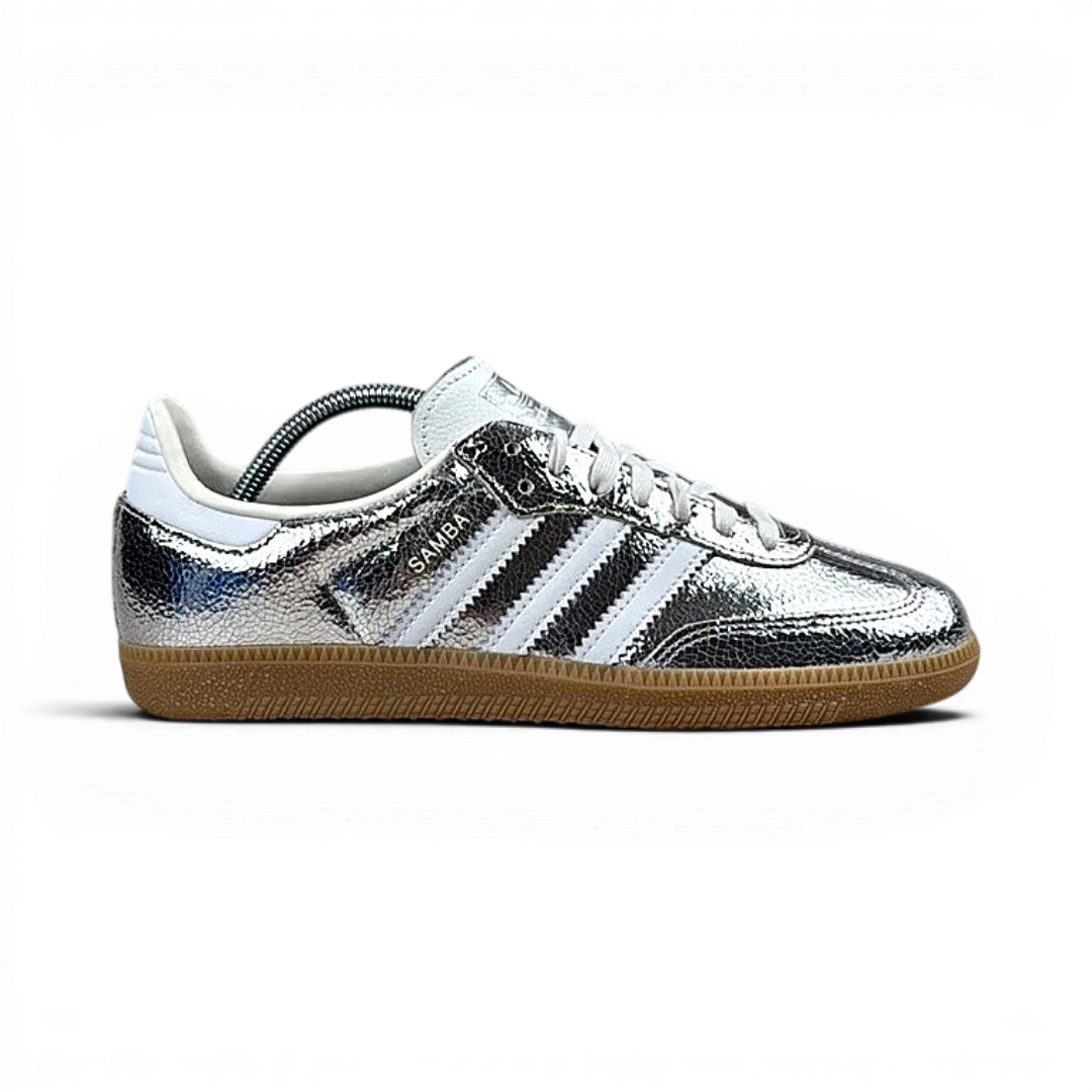 Adidas Samba OG Metallic Silver Cracked Leather