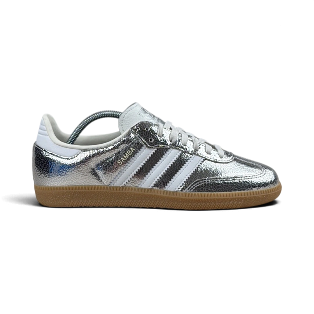 Adidas Samba OG Metallic Silver Cracked Leather