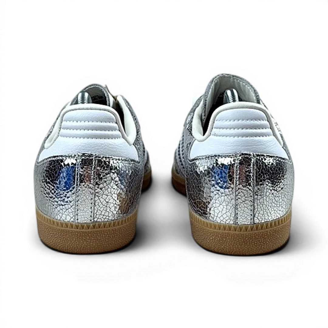 Adidas Samba OG Metallic Silver Cracked Leather